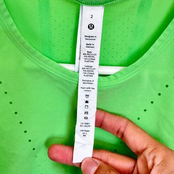Lululemon Swift Ventilated Running Tank Top in Scream Green Light Size 2 - Picture 5 of 7